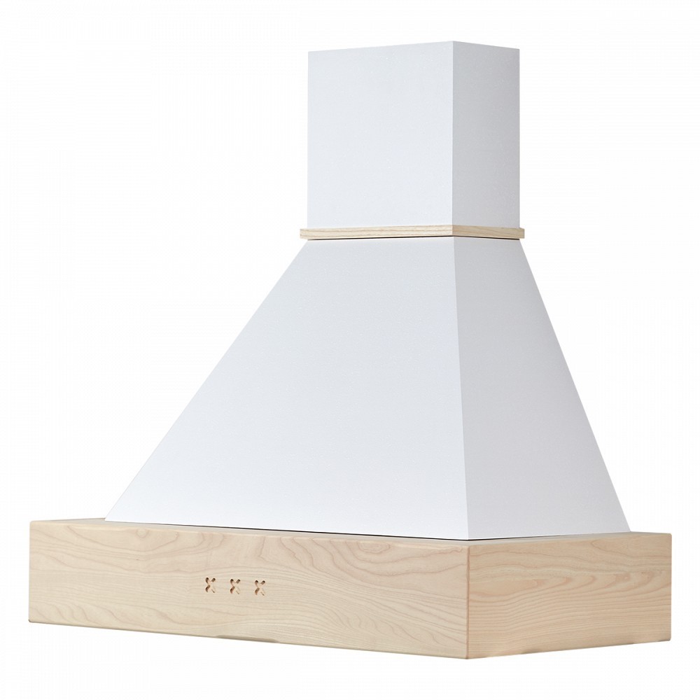 - Cappa 90 Eva legno Frassino grezzo Cono Bianco, Motore 218 mc/h